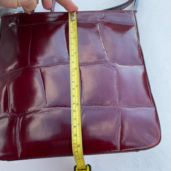 NWT - FRANCHI WINE (CORDOVAN) LEATHER SHOULDER BAG - FROM BLOOMINGDALES - Picture 9 of 15